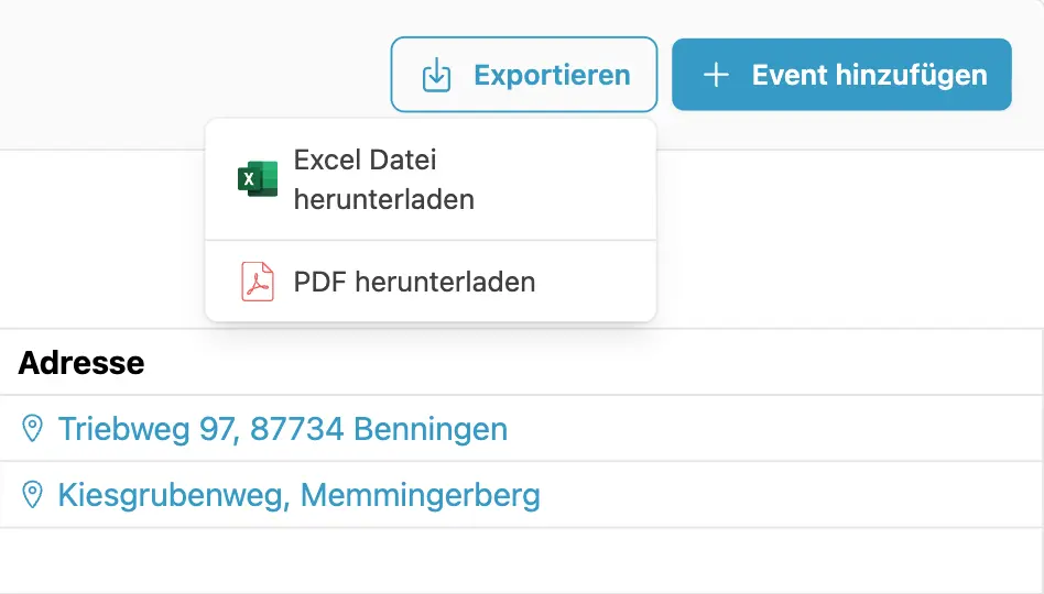 Termine exportieren Termine exportieren