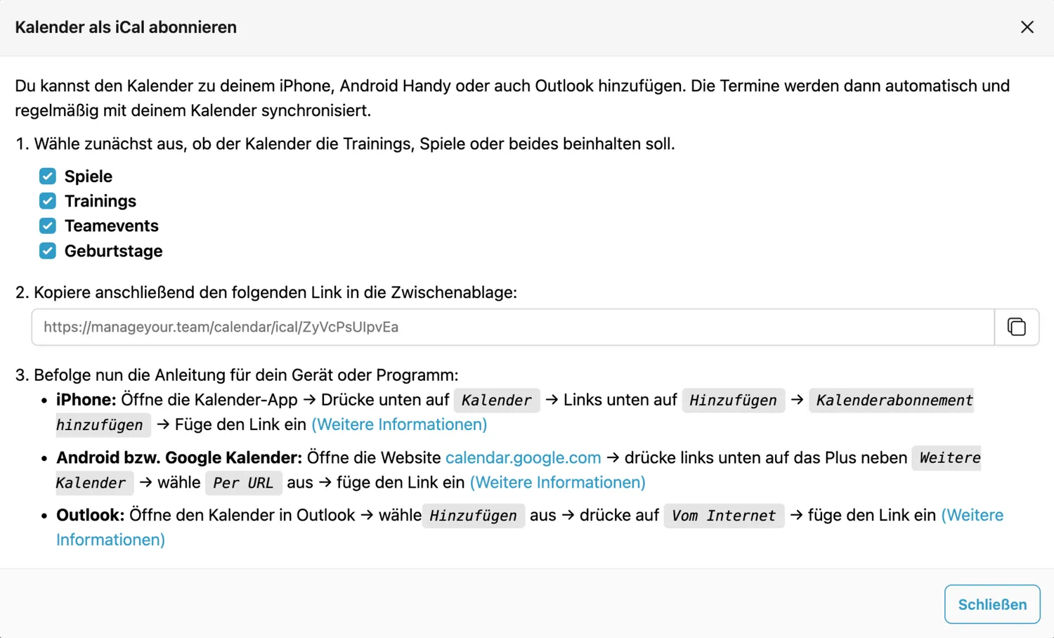 Kalender synchronisieren