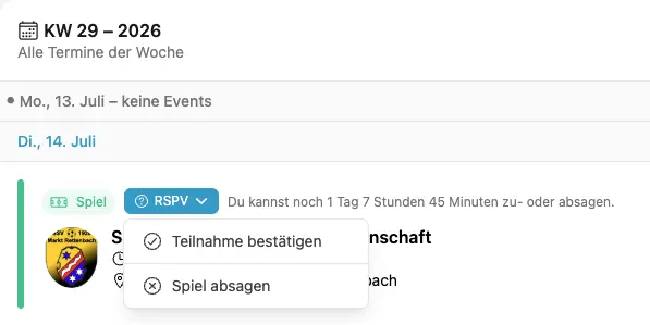 Teilnahme bestätigen Teilnahme bestätigen