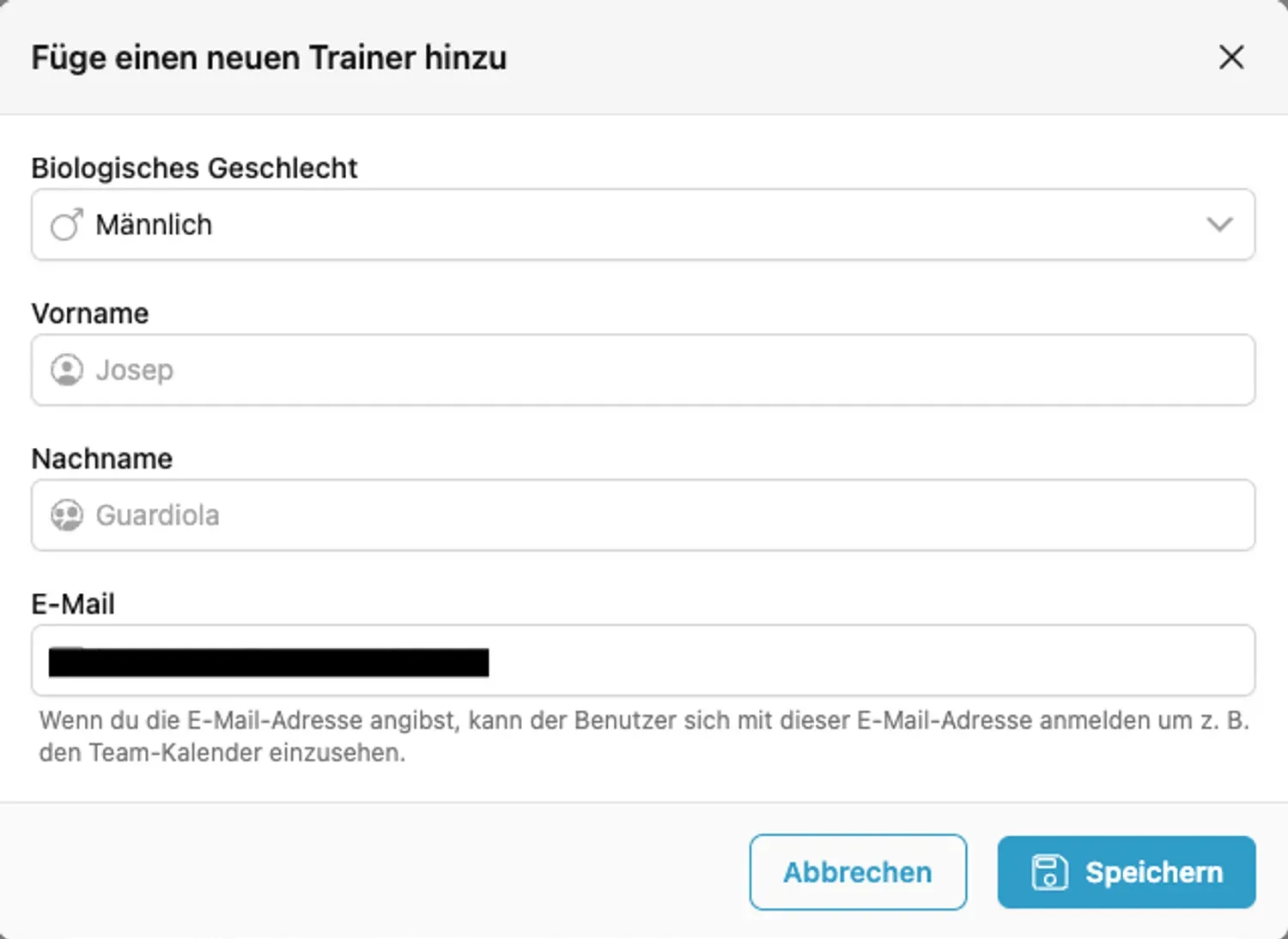 Trainerteam verwalten Trainerteam verwalten